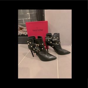 Valentino Rockstud Leather Ankle Boots